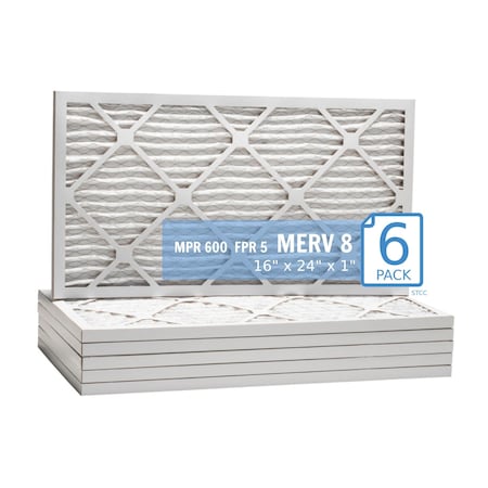 Purolator 16x24x1 Pleated Air Filter, MERV 8, 6 PK 16x24x1x1 HI (6 Pack)